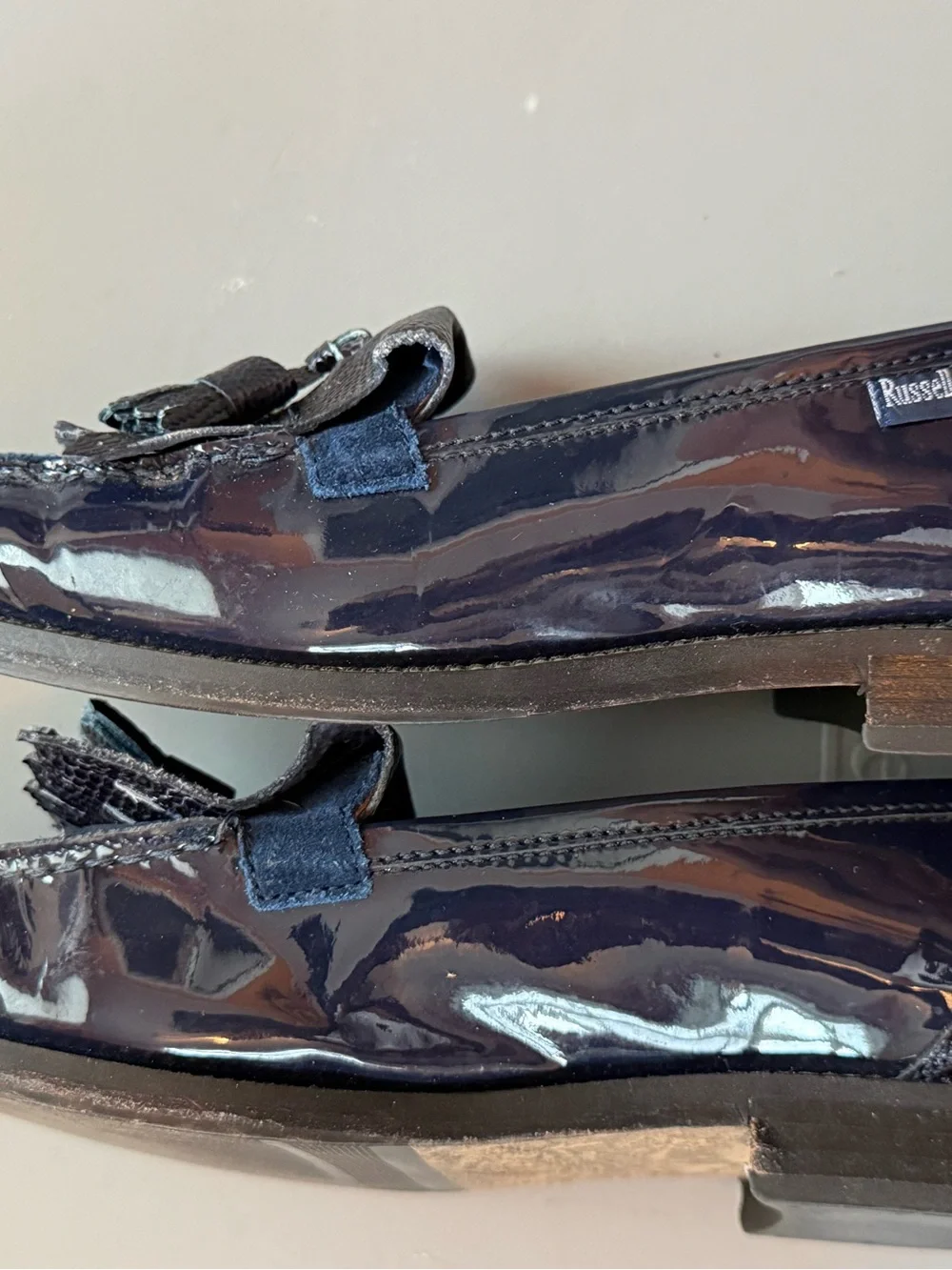 Womens Russell and Bromley  Navy Tassel Loafers